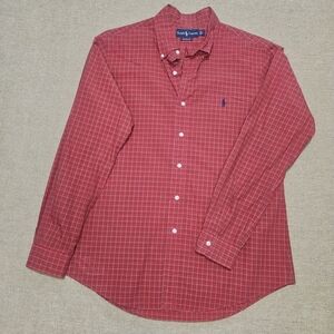 Ralph Lauren Men's Red Checkered Button Down Shirt